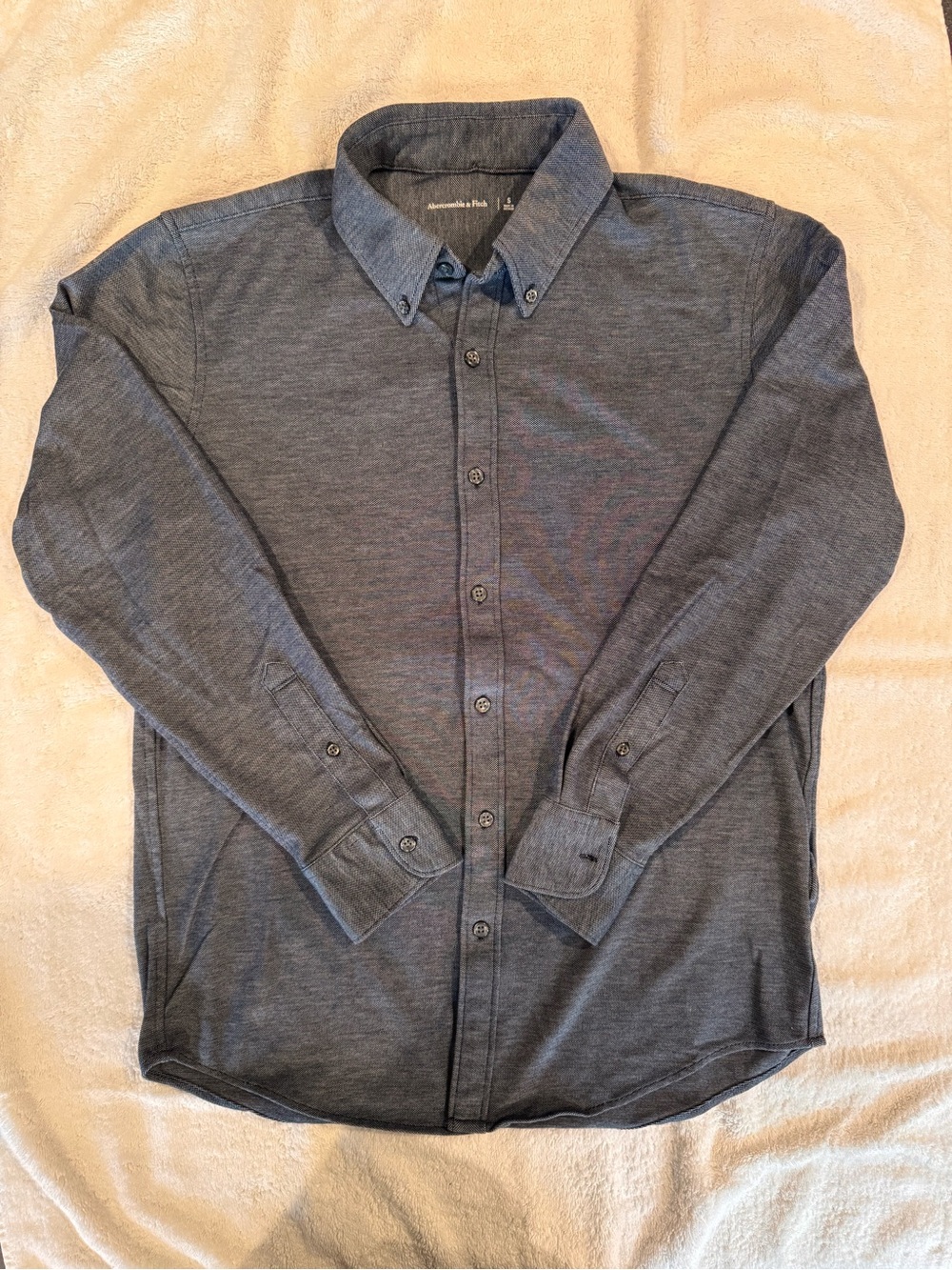 Men's Abercrombie & Fitch Slate Blue Button-Down Shirt, size S